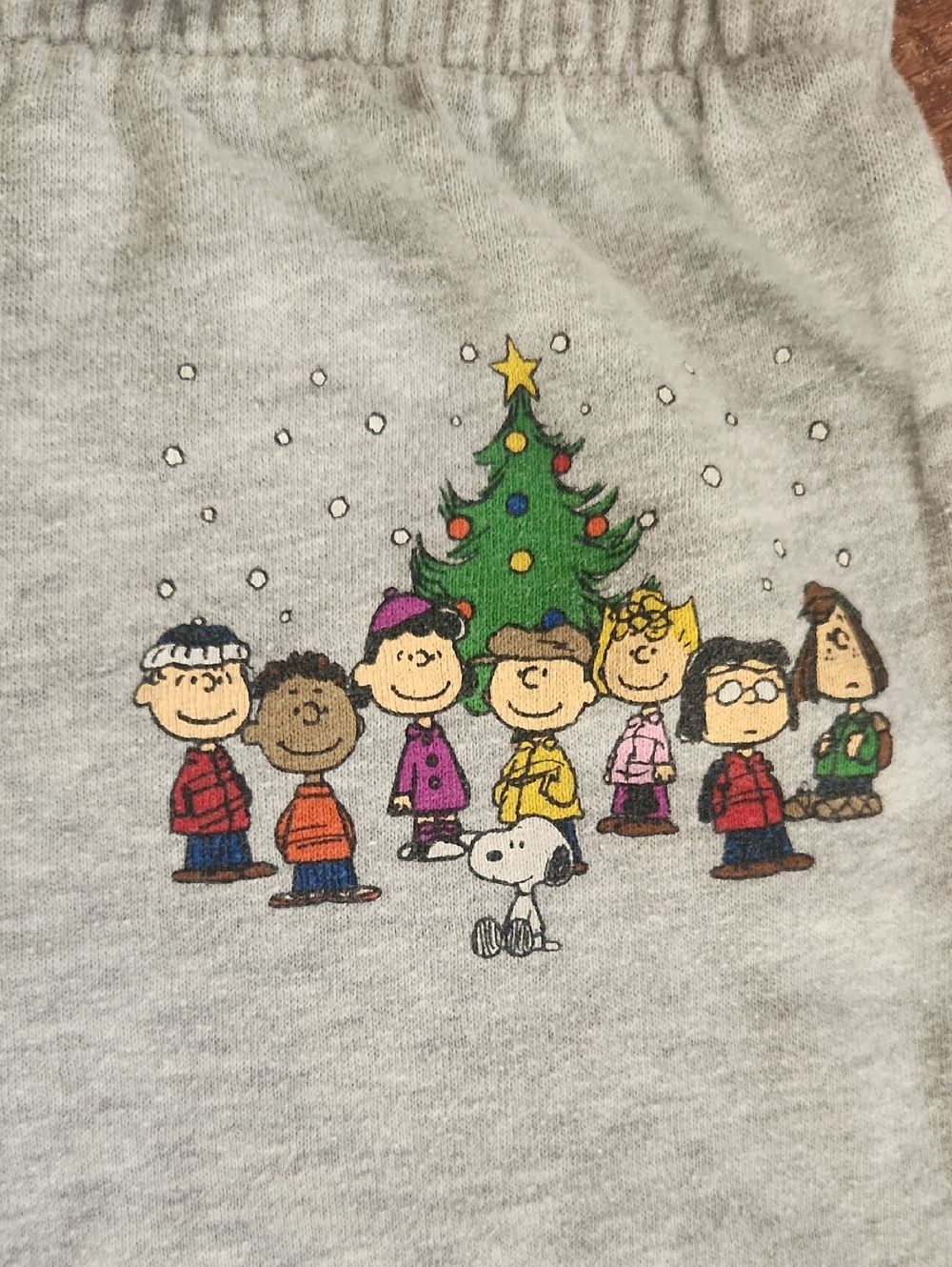 Peanuts Gray Kids Sweatpants with Holiday Character Print - Picture 2 of 3